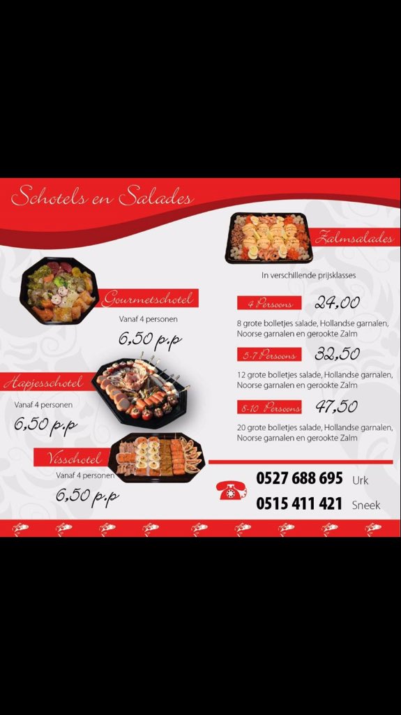 Heerlijke vis voor de kerst ? Onze kerstflyer ligt klaar voor u in de winkel.Bestellen kan ook via tel: 0527-688695