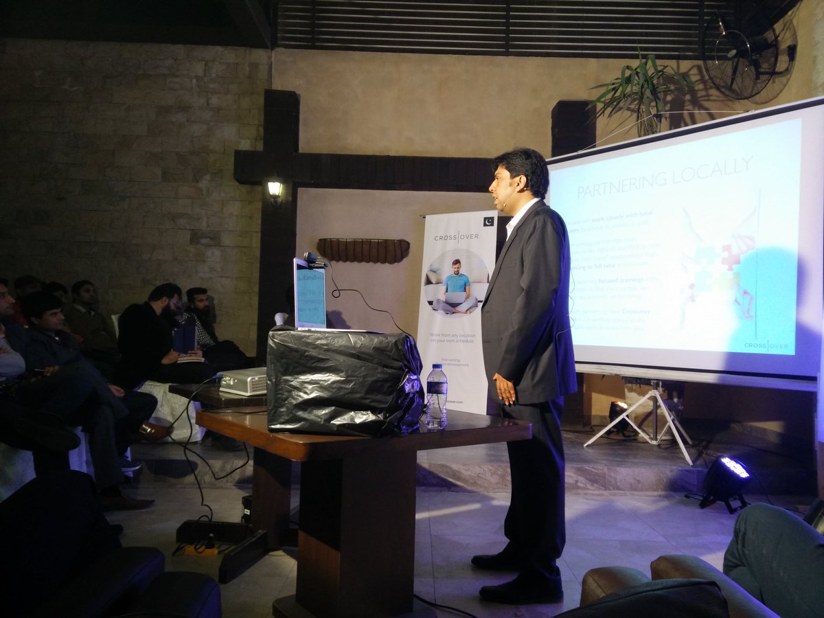 TechHubConnect's tweet photo. Country Manager @Crossover4Work Pakistan,@amumtaz telling #Freelancers about the company
#CrossoverLaunch #Pakistan https://t.co/SuLEcDPMCO