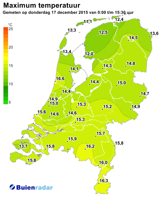 BuienRadarNL's tweet photo. Weer een #dagrecord verpulverd! Warmste decemberdag OOIT in #DeBilt is geevenaard! #LENTE https://t.co/Q1nQ18Niz0