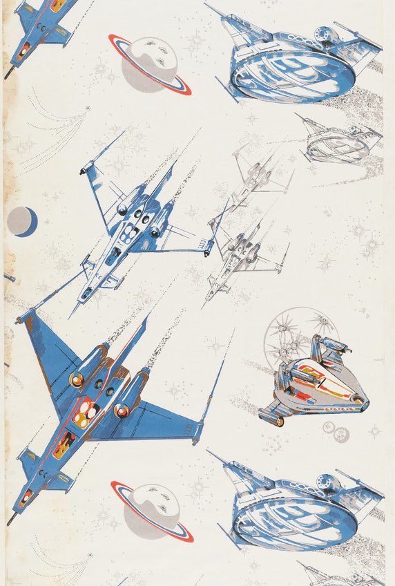 HistoricNE's tweet image. STAR WARS mania isn't new. In 1980, even our wallpaper designs had spaceships. historicnewengland.org/collections-ar…