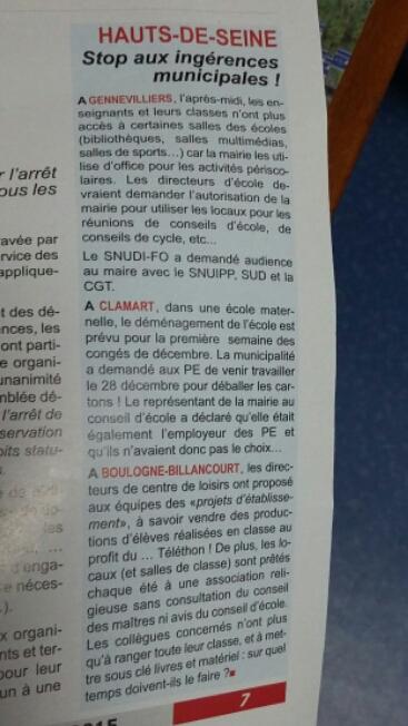 SNUDIFO92's tweet photo. Stop aux ingérences municipales ! #gennevilliers  #clamart #BoulogneBillancourt https://t.co/a2FsRuvo06