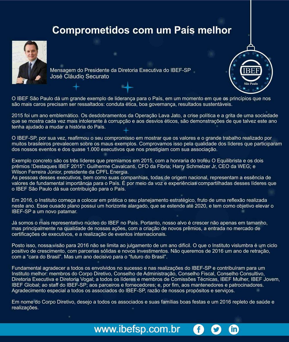 IBEFSP's tweet image. #IBEFSP: Comprometidos com um país melhor!
