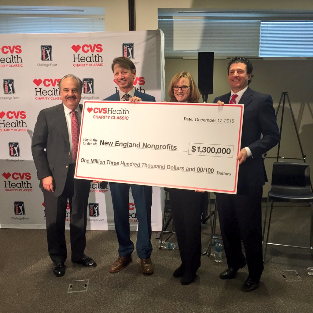 GoLocalProv's tweet photo. Presenting the big check @CVSHealth - @BradFaxon @PGATOUR Helping over 100 local charities #ripoli #giving https://t.co/qGUVFEkzal