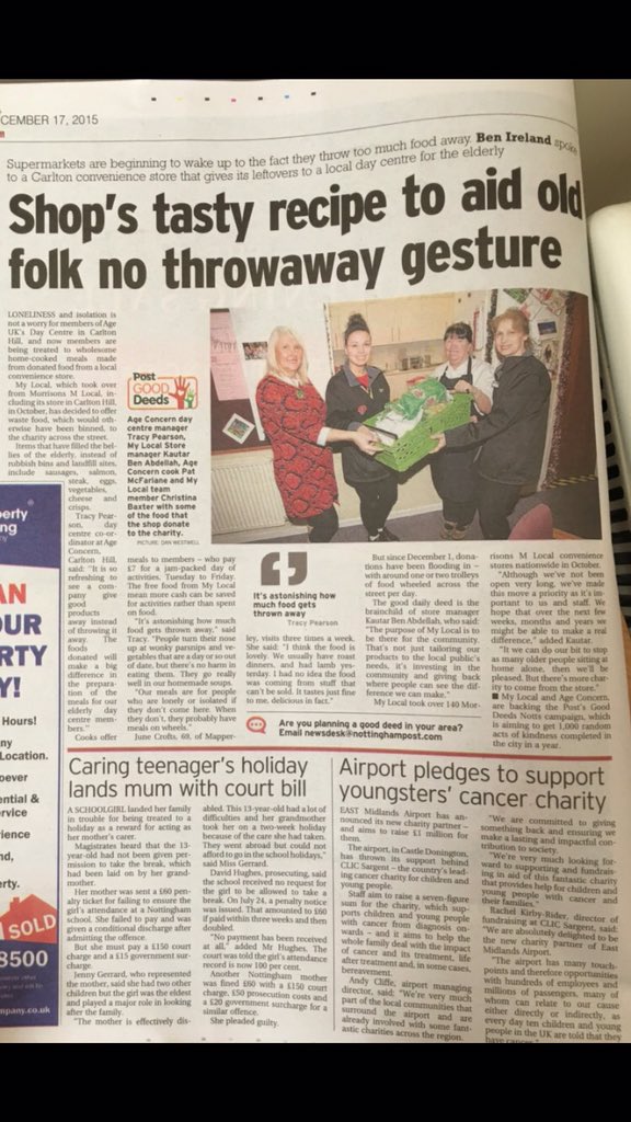 TeamMyLocal's tweet photo. Great to see the great work @MyLocalCarlton in @Nottingham_Post @NottinghamPost @Notts_TV #mylocal #gooddeeds https://t.co/X24PBY43CN