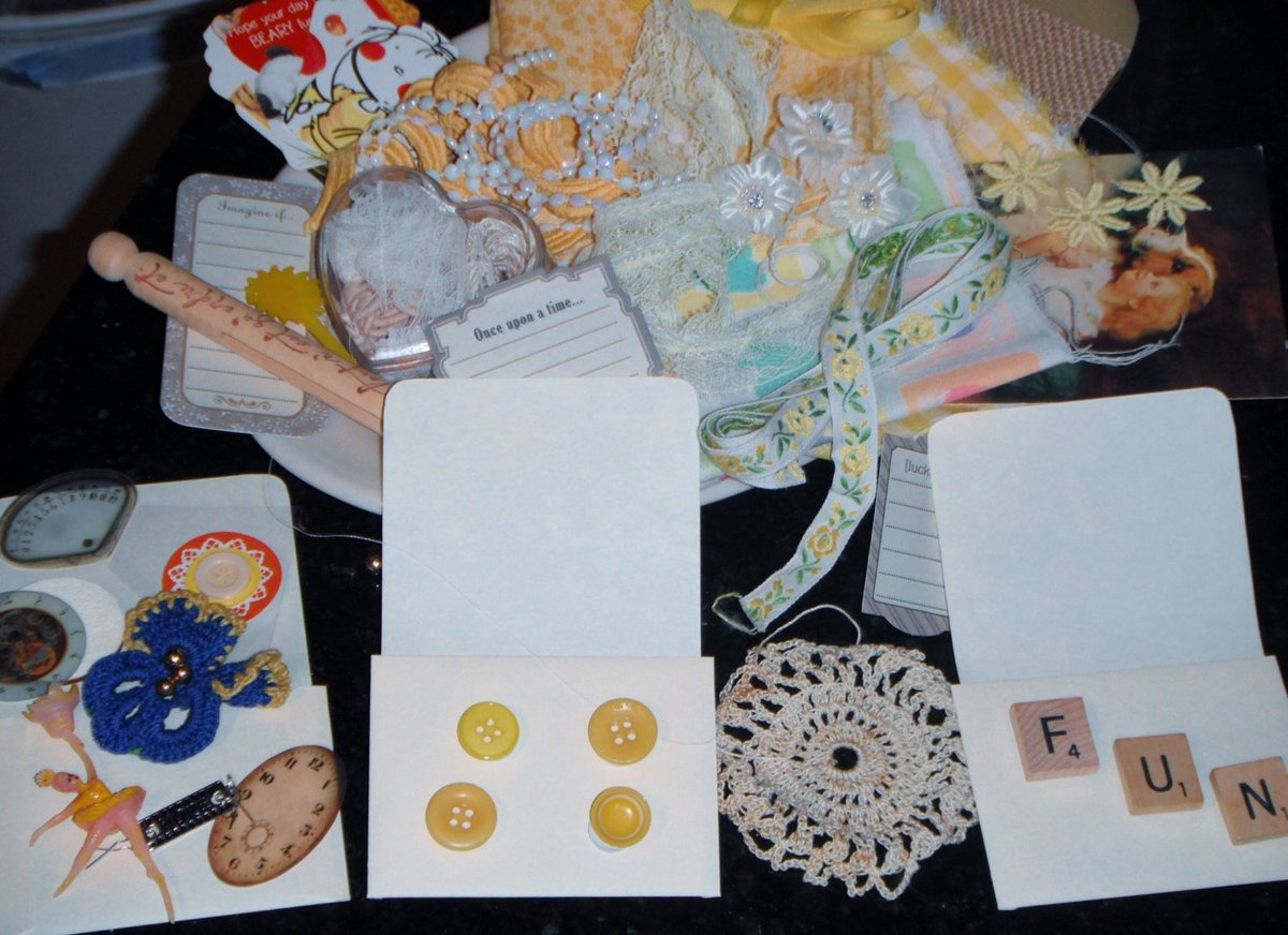 Destashpearl's tweet photo. Inspiration Kits in Spring Yellows, Craft Supplies, Embellishments, Laces, D… https://t.co/QaRWF2VcBk #Etsy #OnSale https://t.co/jUJTCewPYn