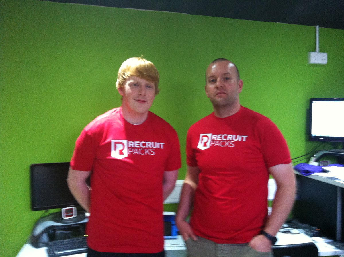 RecruitPacks's tweet photo. Days before @The_Pitch 2014. Tom and Rich sporting the first lot of branded #RecruitPacks tees.
#throwbackthursday https://t.co/UDsEeoGu9q