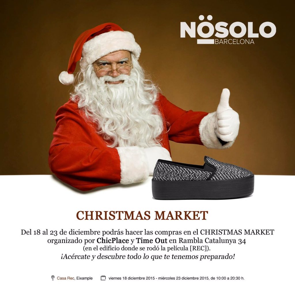nosolobarcelona's tweet photo. NÖSOLO BARCELONA estará presente en en el ChicPlace&amp;TimeOut Christmas Market. Del 18 al 23 de dic de 11 a 20:30 https://t.co/4MLPdjcnE1