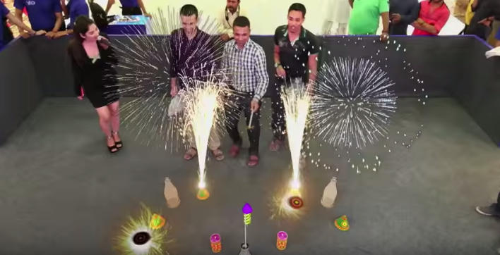 Oneindia's tweet photo. Inspiring Virtual Firecrackers Last #Diwali at DLF Saket mall in #Delhi ! https://t.co/ZrYaKVz4eL https://t.co/8e7q3zOY7y