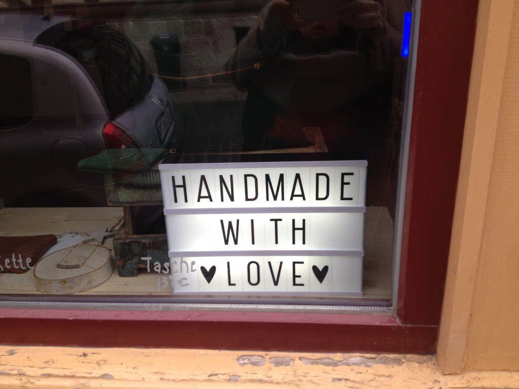 Saw this in a store window this morning ! Awesome! #handmade #gifts #showyoucare