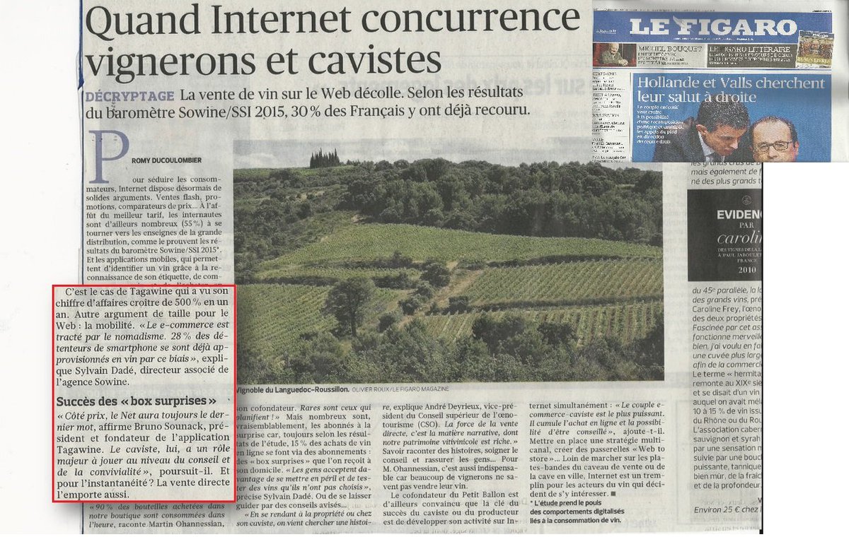 Merci <a href="/Le_Figaro/">Le Figaro</a> pour ce bel article sur <a href="/Tagawine/">Tagawine</a> rédigé par @Romyfreelance #vin #internet