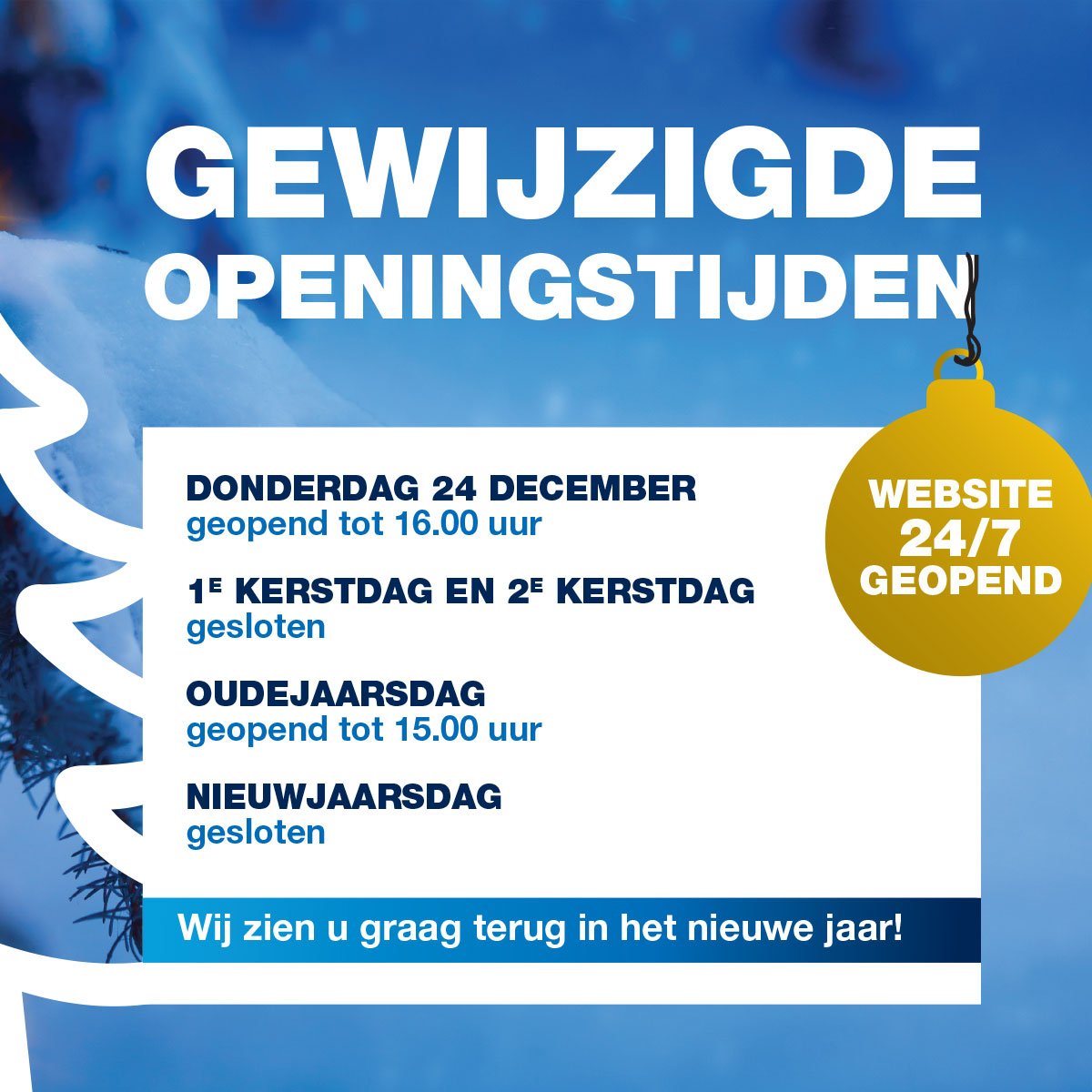 Bouwmaat's tweet photo. Houdt u de komende weken rekening met onze gewijzigde openingstijden? Fijne feestdagen! https://t.co/uvtu2T53RK