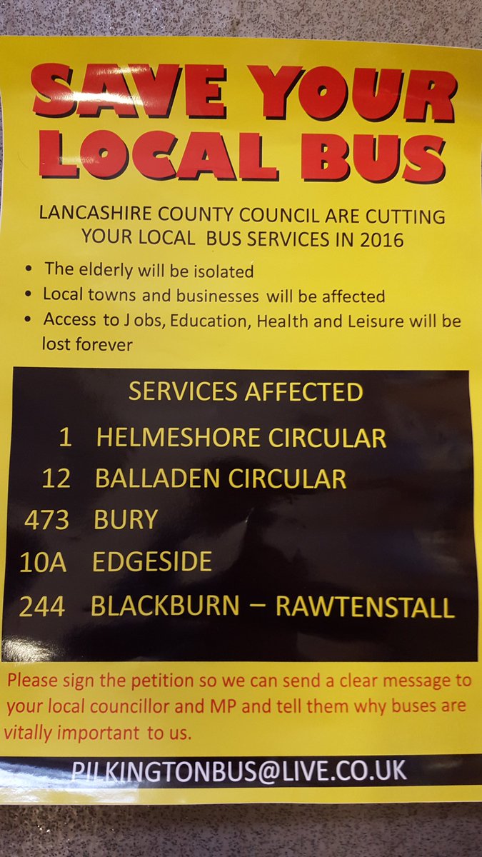 Huge cuts being made to local bus services in #rossendale. You can sign the petition in-store or on any Pilkys bus.