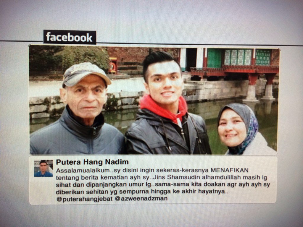 cHan_aMie's tweet photo. #Awani745 Kematian Jins Samsudin adalah berita palsu sahaja @501Awani #kinitrending https://t.co/sYXHyBKNIK