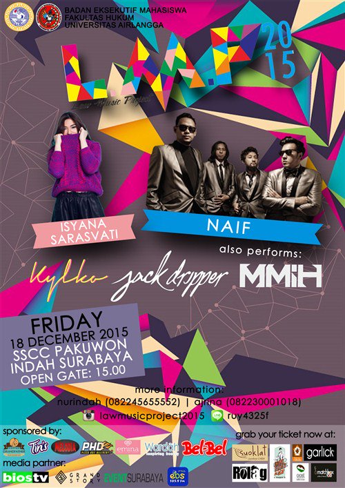 Naifband's tweet photo. #LMP2015 malam ini, 18 Desember. NAIF tampil jam 21:00 WIB di SSCC Pakuwon Indah, Surabaya. #JadwalNAIF #KawaNAIF https://t.co/V7ElnFnatP