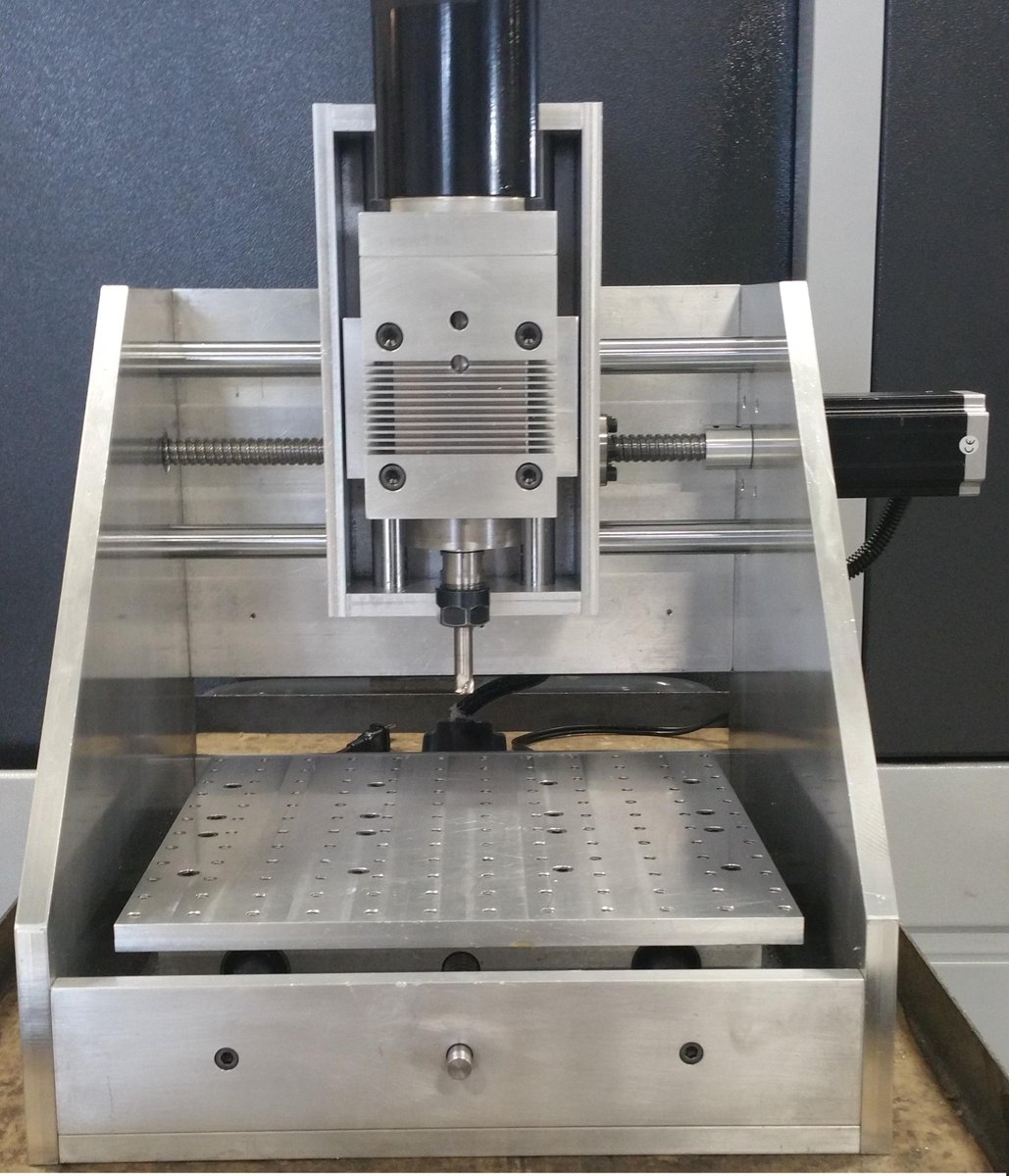 SEMPMachine's tweet photo. Second prototype we made. At this point we were able to cut mild steels!
#machinist #CNC #DESKTOPmill https://t.co/HDvjLrrWdH