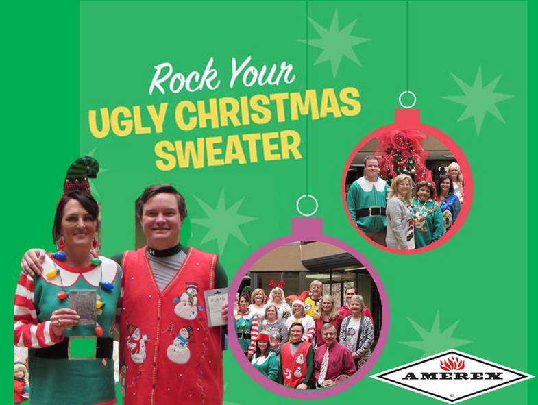 AmerexFireGroup's tweet photo. Congratulations to Wendy Little and Will Koepsel, winners of the “Tacky Christmas Sweater Contest” at Amerex. https://t.co/AsxNJztExy