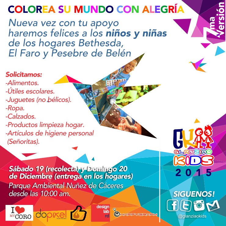 glanziaokids's tweet photo. ¡Recuerda nuestra recolecta y entrega anual de donaciones para El Faro, Bethesda y Pesebre de Belén! #GK2015 #RD https://t.co/QojPrurhNE