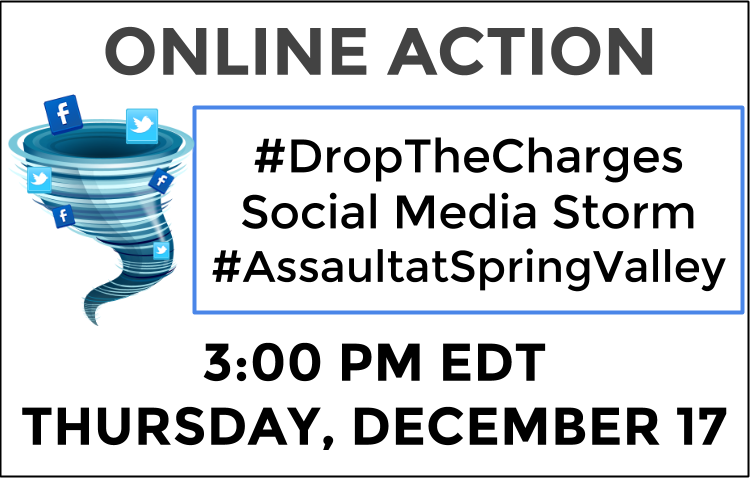 VeryWhiteGuy's tweet image. Starting NOW 3PM ET #DropTheCharges #AssaultatSpringValley Soc Media Storm Sample Tweets: fergusonresponse.tumblr.com/post/135388616…