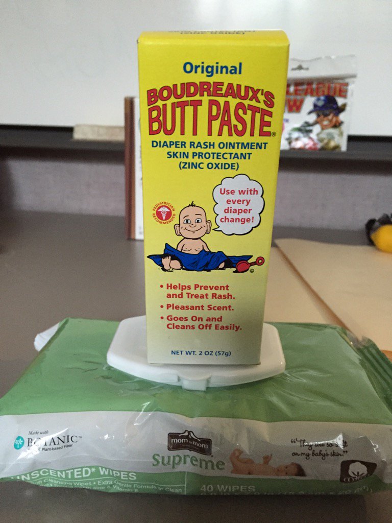 mastercraft1995's tweet photo. Secret Santa gift today. Butt Paste and baby wipes. #FreshButt https://t.co/Ta74ehvyQt