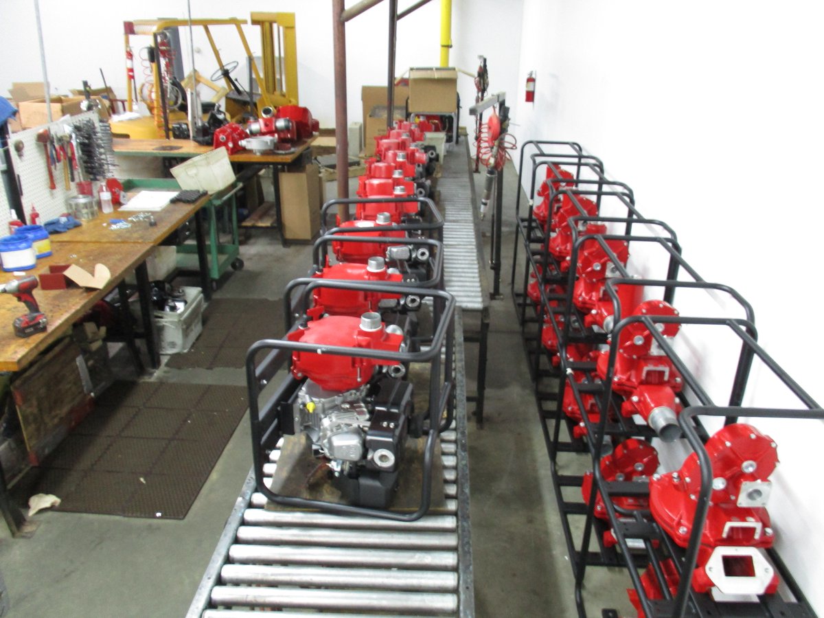 A row of 2-inch trash pumps, bound for LA. Let's hope they help the  #californiadraught situation.