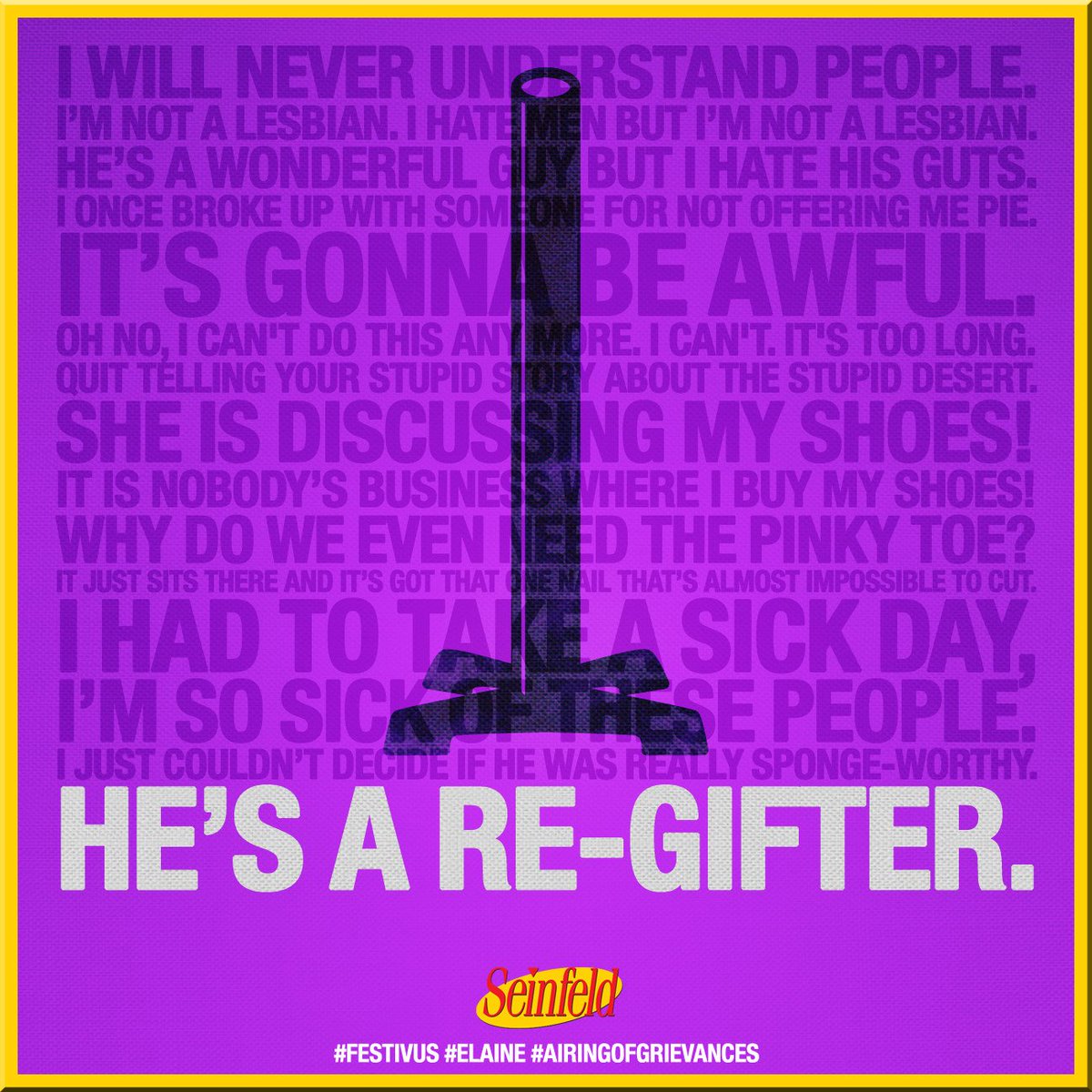 Elaine airs her grievances! #Elaine #AiringofGrievances #Festivus https://t.co/dDmx2GAe4F