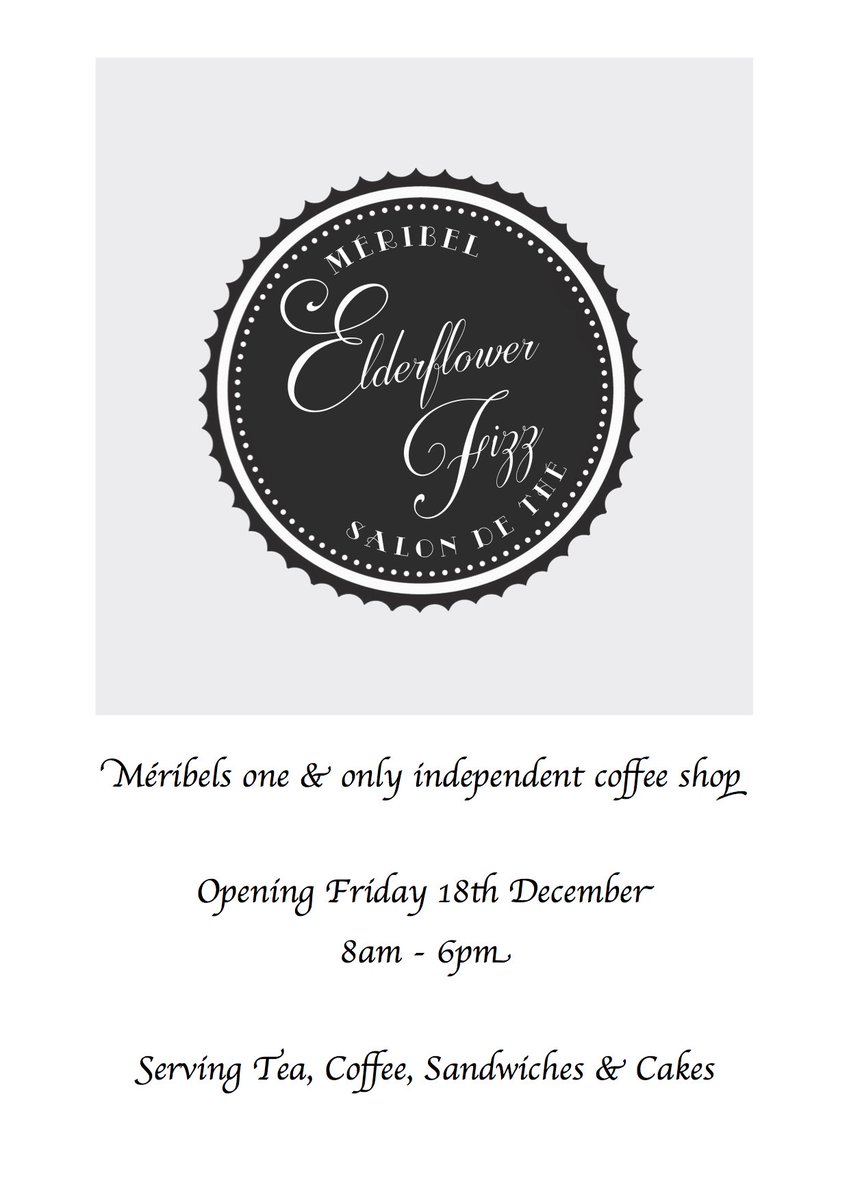 EFMeribel's tweet image. Elderflower Fizz opens it's doors for the first time on Friday 18th of December. Come on down for a coffee &amp;amp; chat!
