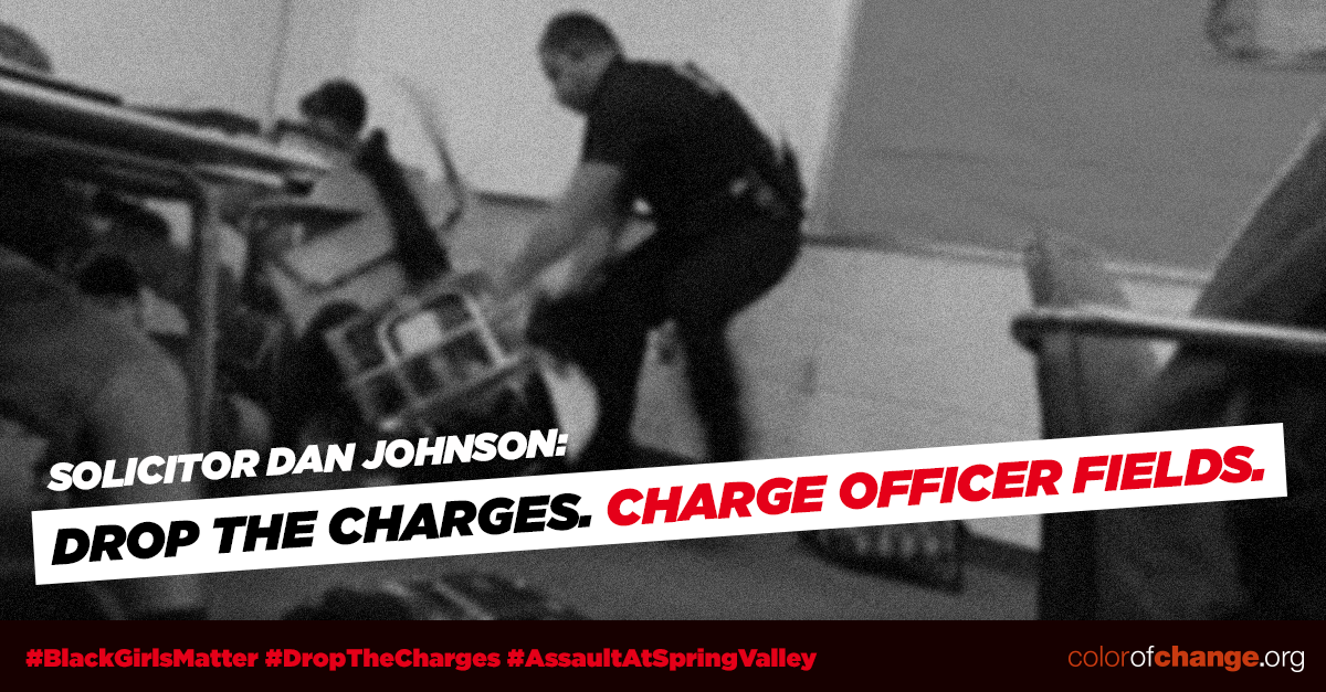ColorOfChange's tweet image. We&apos;re delivering 150,000+ #DroptheCharges petitions today. Join us:  act.colorofchange.org/call/drop_char… #AssaultatSpringValley