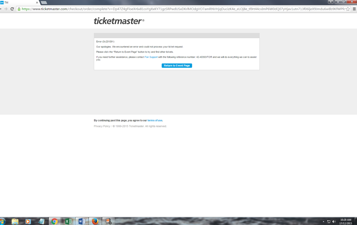 leo_mastoras's tweet photo. Thanks for ruining Christmas @TicketmasterCA! Your email complaints link and phone numbers don't work either.. #fail https://t.co/gabXSmebCy