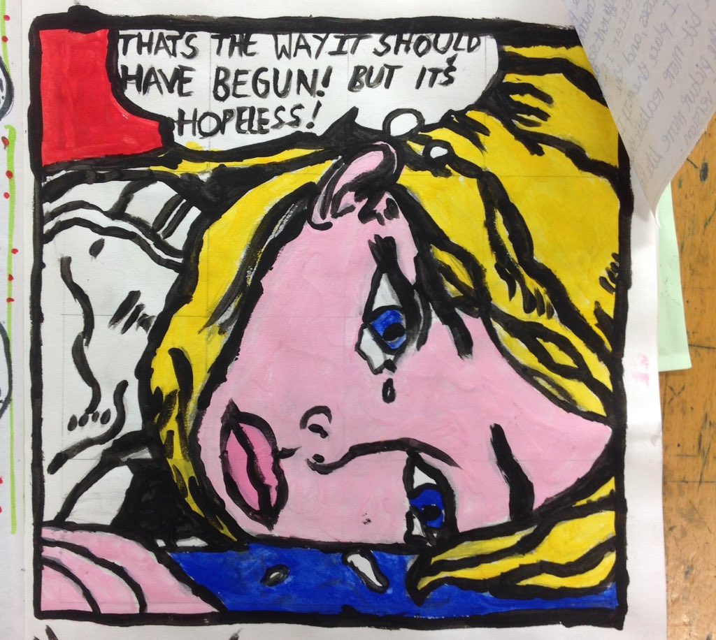 ArtRyedale's tweet photo. Year 7 Pop Art studies #lichtenstein https://t.co/86XZFqnkNE
