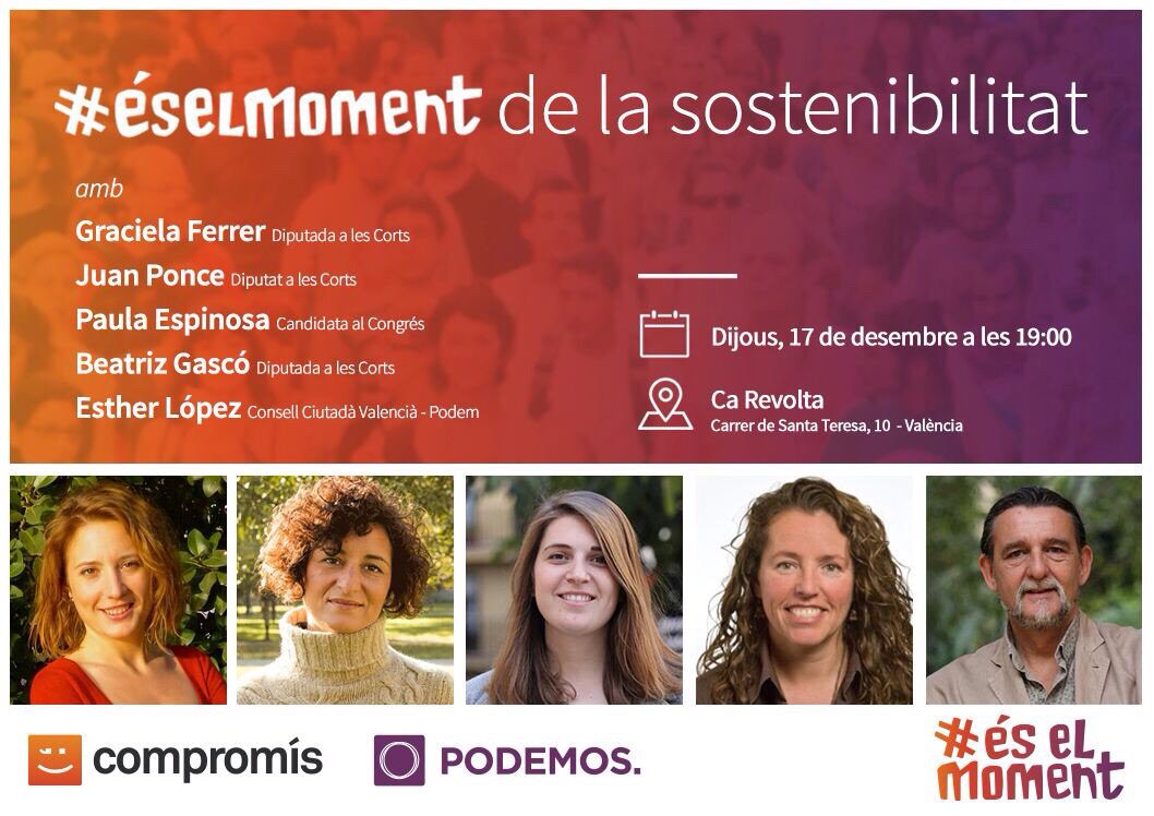 CompromisVLC's tweet photo. #ÉsElMoment de parlar de sostenibilitat. T'esperem esta vesprada a les 7 a Ca Revolta per a compartir propostes. https://t.co/fb5DQRllNp