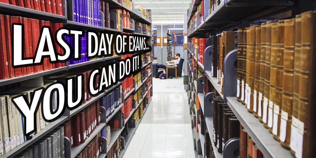 queensu's tweet photo. Today is the last day of #queensu exams! Best of luck to those of you writing today, you can do it! 😀 https://t.co/DQ29tpeB8j