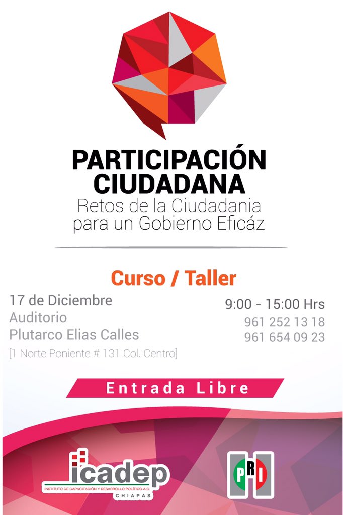 ChiapasPRI's tweet photo. Listos dar inicio al Curso Taller "Participación Ciudadana,Retos de la Ciudadanía para un Gobierno Eficaz" @ralbores https://t.co/z1gb4uEOsl