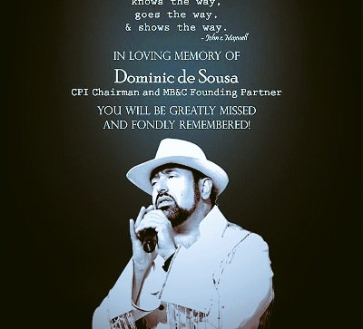 MBCmagazine's tweet photo. RIP Dom. You will be missed by all. You will be forever our Rockstar. Goodye for now. #cpimediagroup #chairman https://t.co/n3jSfMYPJE