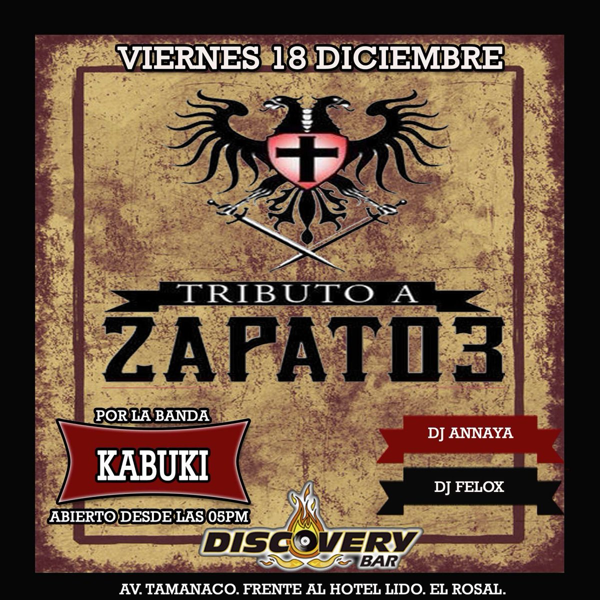Viernes 18/12 #TributoAzapato3 por La #Bandakabuki en <a href="/DISCOVERYBAR/">DISCOVERY BAR CCS</a> <a href="/Dj_Annaya/">DJ ∆nn∆¥∆</a> y <a href="/DjFELOx/">DjFeloX</a>