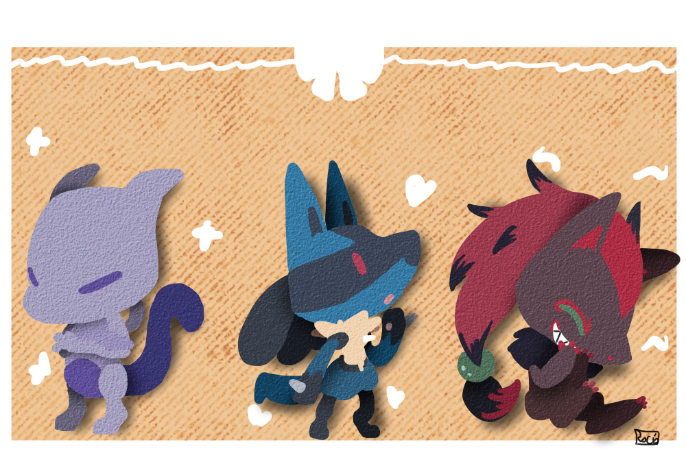RTMewtwo's tweet photo. Lucario, Zoroark &amp; Mewtwo (Source: https://t.co/epczApsmlN ) [Image has been resize so it can be upload to twitter] https://t.co/hhTawMc6NI