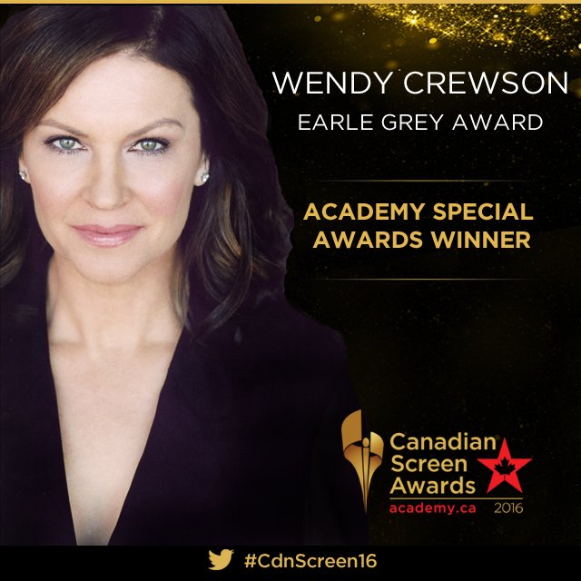 TheCdnAcademy's tweet photo. Let's get the halls of Hope Zion ringing! #SavingHope's Wendy Crewson is our #CdnScreen16 Earle Grey Award Winner! https://t.co/6cV9SCZKJR