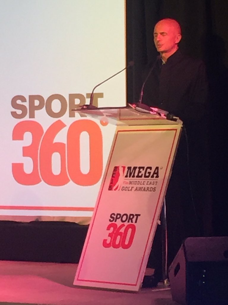 TheJoyofGolf's tweet photo. Didier Brun, the Publisher and Dy CEO of @Sport360 welcomes the #megas15 guests. https://t.co/PeGx4FMpFj