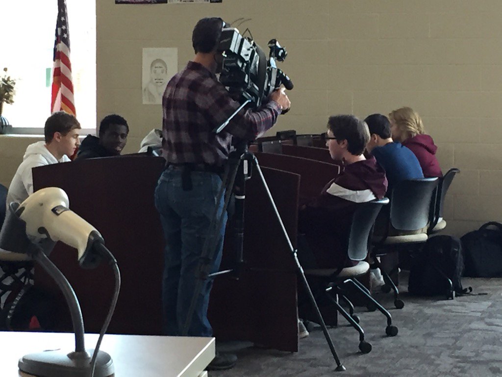 AnkenyHawkMedia's tweet photo. "Pretend I'm not here," says the man with the huge camera. @KCCINews #perfectACTscore https://t.co/4yKvu0fXJD