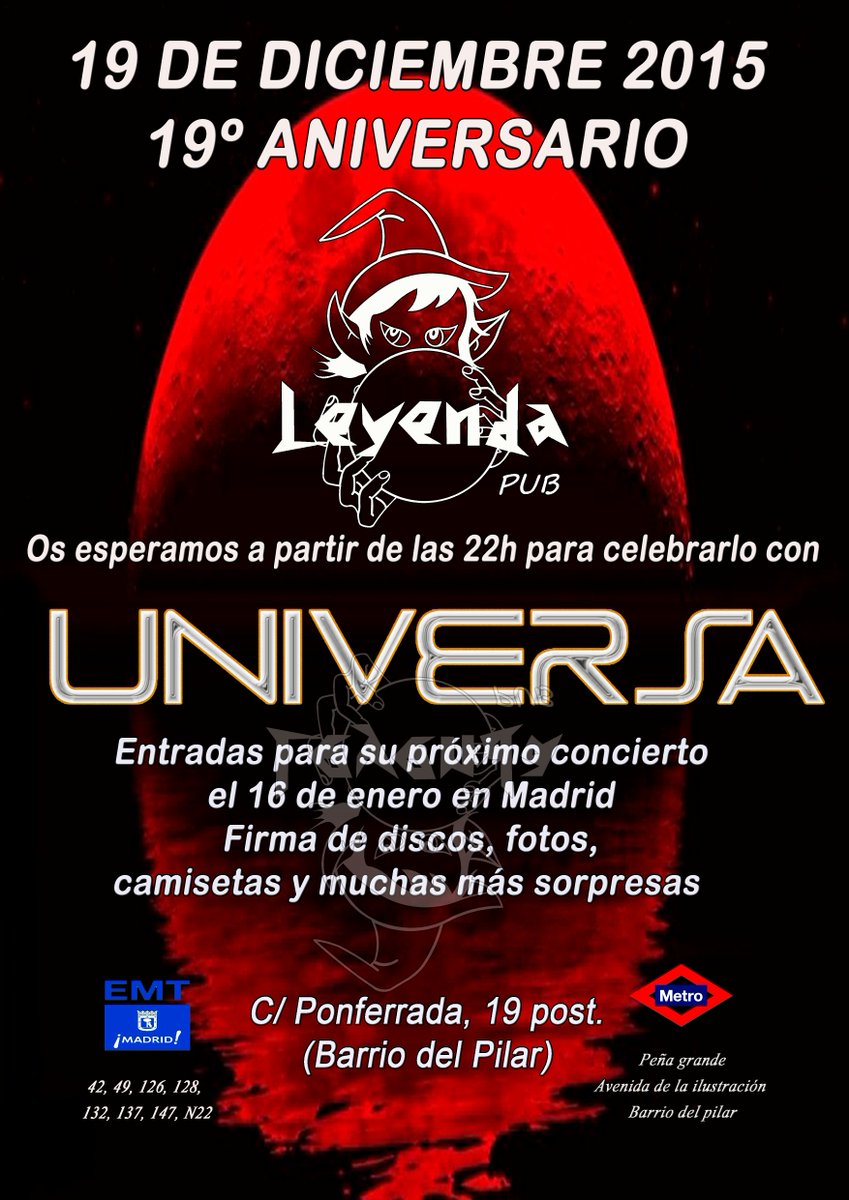 UniversaRock's tweet photo. Nos vemos el sábado en el 19º aniversario del 
Leyenda!!!
Entradas para #Poorsocietyfest1, camisetas, cd's, fotos.. https://t.co/TrxDgi4URJ