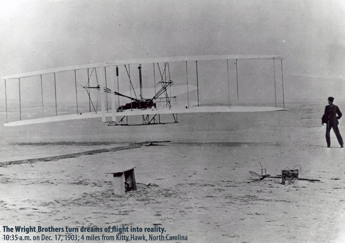 Boeing's tweet image. #TDiH 1903: Wright bros historic 1st flight; paves way to 1910 show where William #Boeing gets inspired #Boeing100