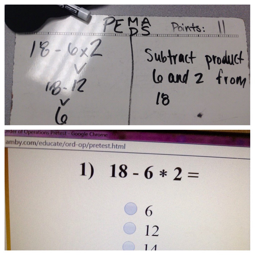 LearnwithLarkin's tweet image. Partners earn 1 pt. for correct solution&amp;amp;1 pt. for correct translation @wcpssmathelem #orderoperations @YatesMillES