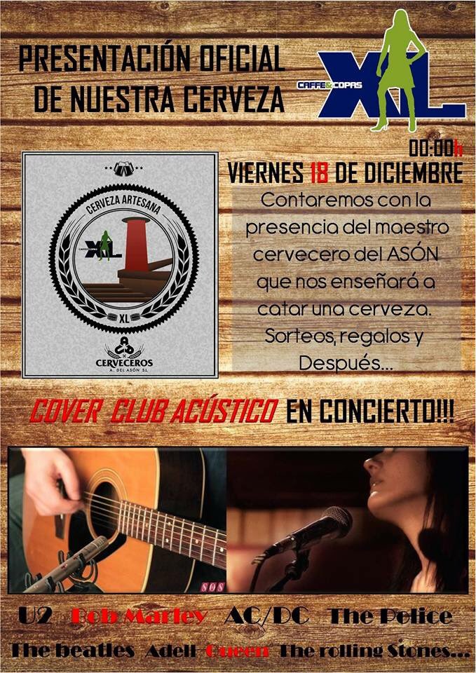 Mañana, a las 00:00h fiesta de presentación de la Cerveza XL acompañada del acústico de COVER CLUB #GuardoPalencia