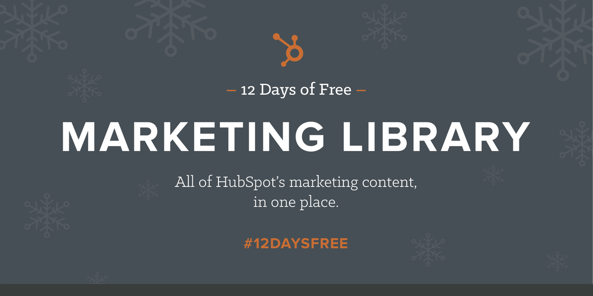 HubSpot's tweet photo. All of HubSpot's marketing materials. In one place. For free. #12daysfree https://t.co/jWgJH6fLdA https://t.co/SMaTJqe95s