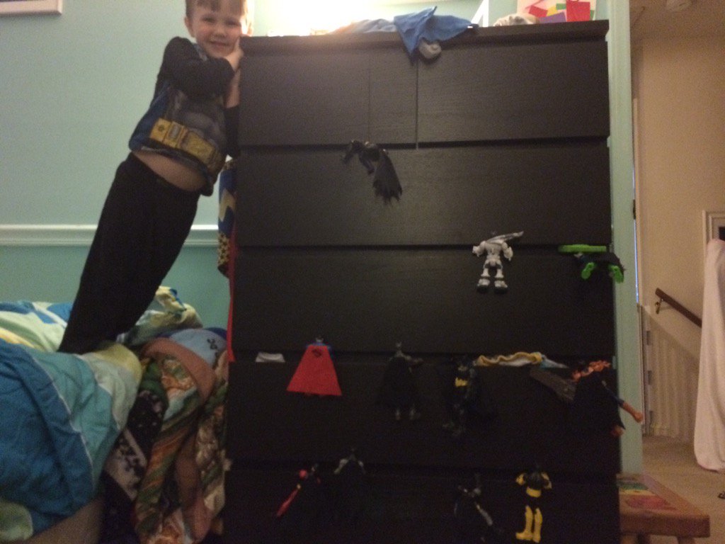 LifeIsFunWKids's tweet photo. #Batman and Superman are scaling the black mountain. #LifeWith4 https://t.co/QxecyJKLFD