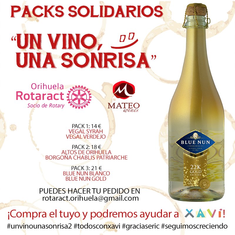 RotaractClubOri's tweet photo. ¿Quieres un pack solidario de #unvinounasonrisa? ¡Pídenoslo! :) 
Más info en https://t.co/OUXxZ90MJc #todosconxavi https://t.co/WIJ5PnkWdK
