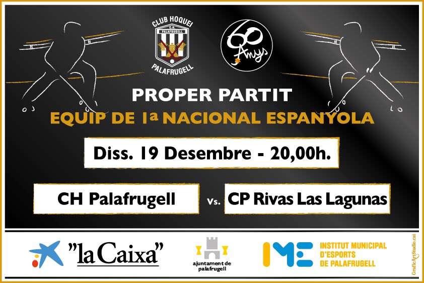 Dissabte a les 20:00 Nacional #Palafrugell <a href="/RivasClub/">CP Rivas las Lagunas</a> tots al pavelló a l'últim partit de l'any 2015 <a href="/ajpalafrugell/">Ajunt. Palafrugell</a>