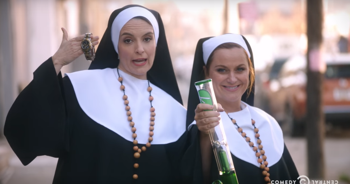 Tina Fey and Amy Poehler are badass, pot-smoking nuns in 