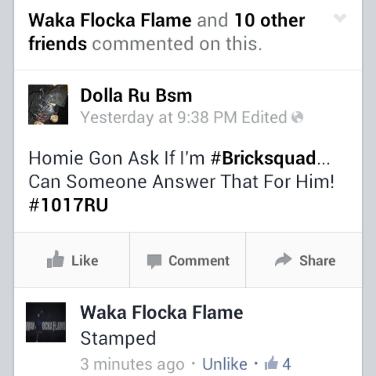 DollaRuBSM's tweet photo. Been #Stamped ... #FreeGuwop #TeamBricksquad #1017Mafia ... #Ru https://t.co/oPNaV6zFit