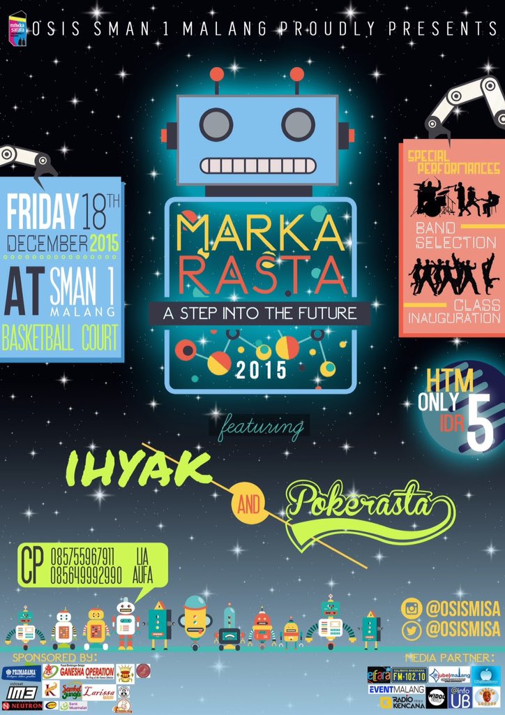 osismisa's tweet photo. SMAN 1 MALANG proudly presents: MALAM KREASI MITREKA SATATA (MARKARASTA 2015); A STEP INTO THE FUTURE. https://t.co/wtFEVrDcTb