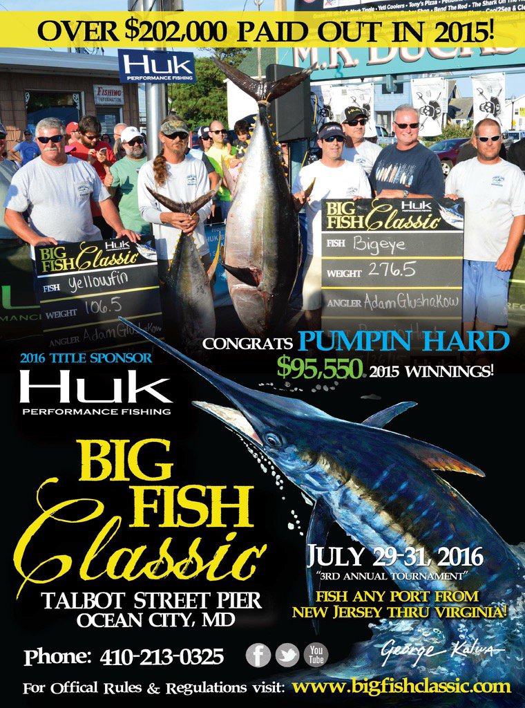 tbigfishclassic's tweet photo. July 29-31 2016 Ocean City MD 2016 Huk Big Fish Classic @HukGear @FinandField #bigfishclassic https://t.co/g1pShu1fGE